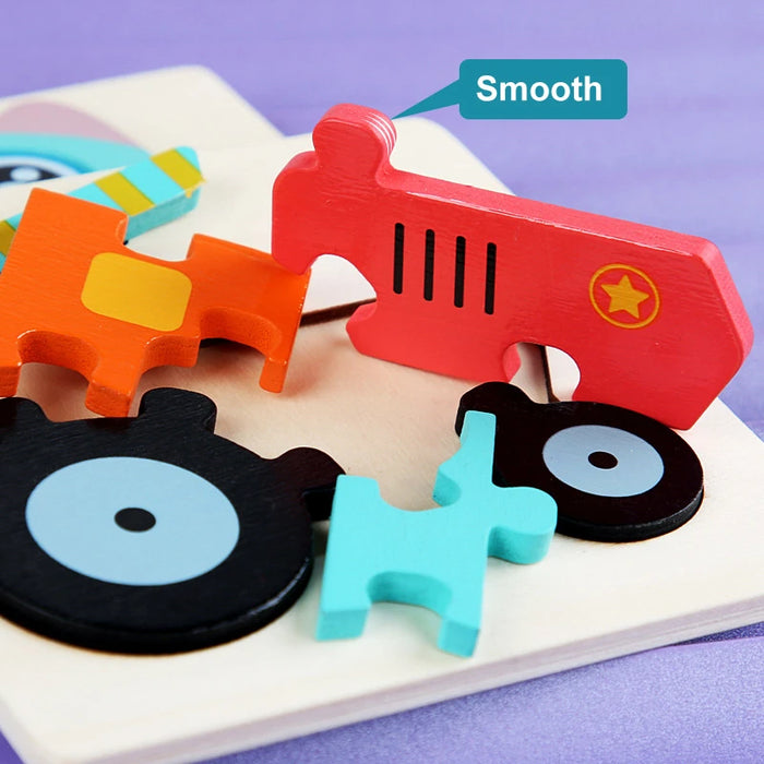 Kids Wooden Toys Wood Puzzle Cartoon